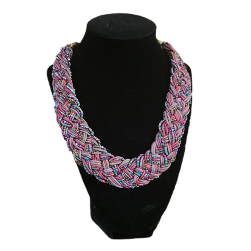 Maisie Corded braided Periwinkle Mix necklace Adjustable 90s vintage